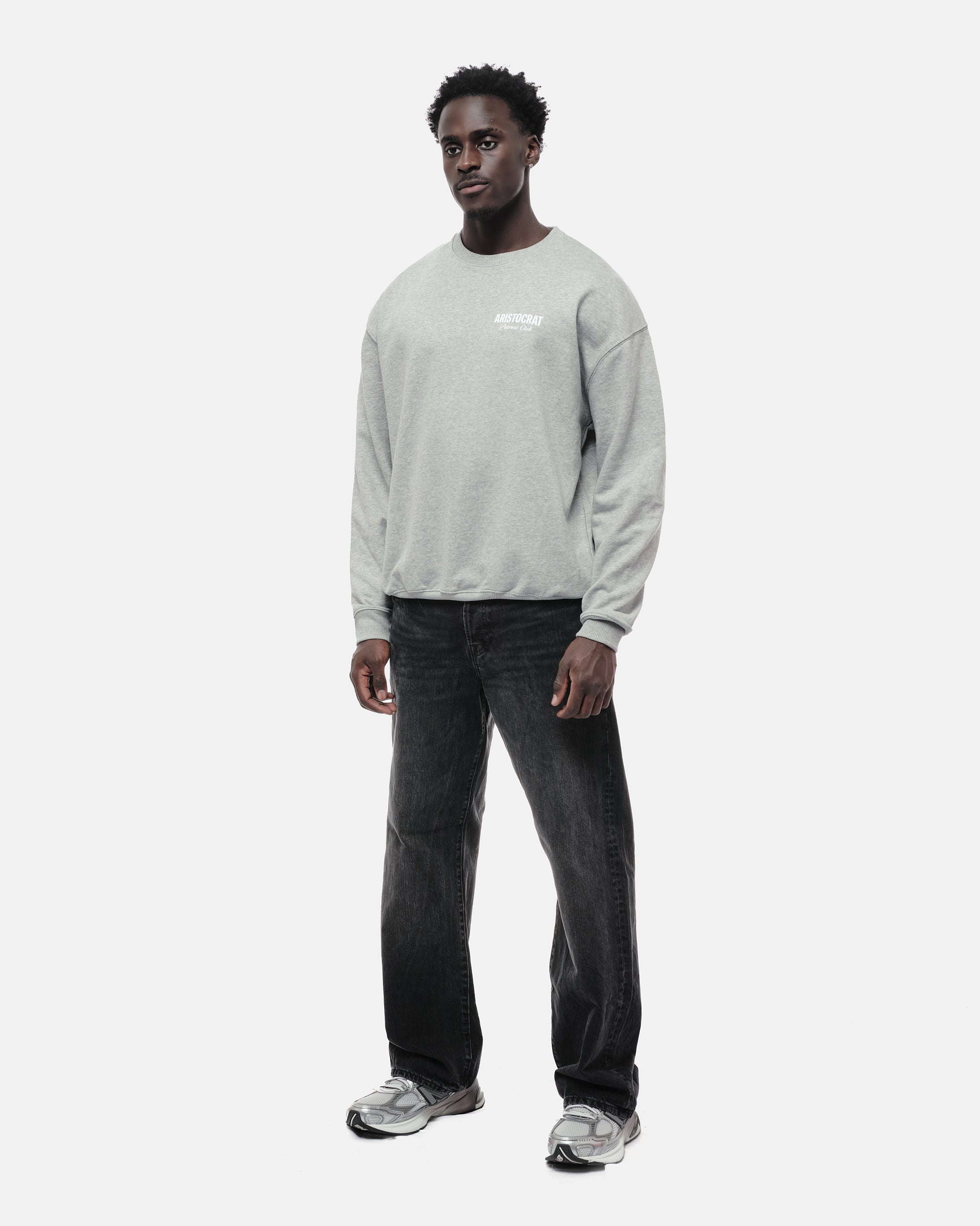 ARISTOCRAT PATRONS CLUB CREW NECK SWEATSHIRT - HEATHER GREY