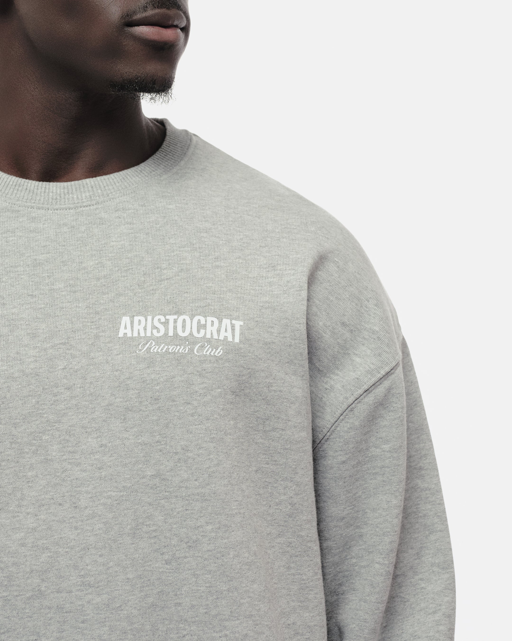 ARISTOCRAT PATRONS CLUB CREW NECK SWEATSHIRT - HEATHER GREY