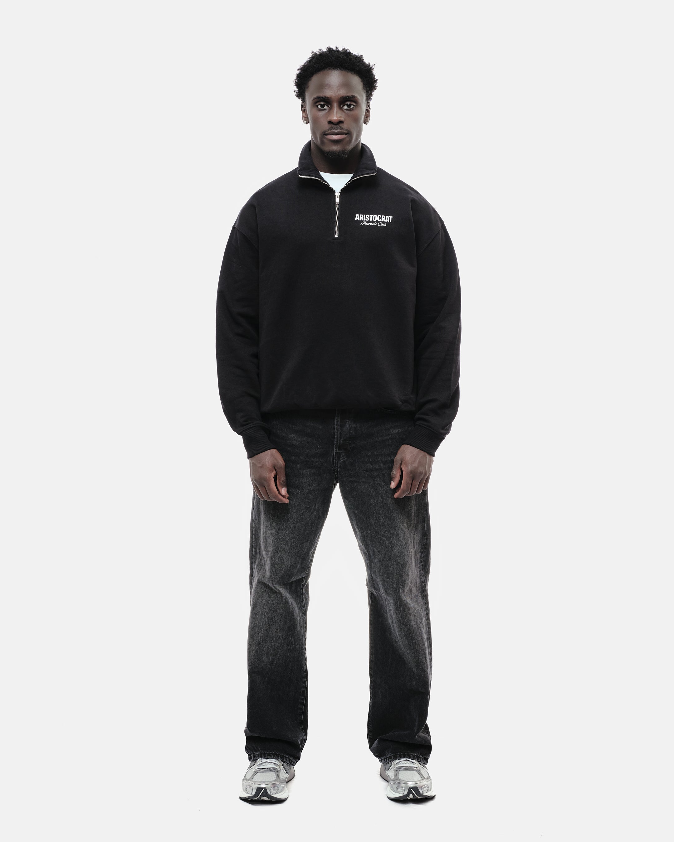 ARISTOCRAT PATRONS CLUB QUARTER ZIP SWEATSHIRT - BLACK