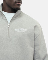 ARISTOCRAT PATRONS CLUB QUARTER ZIP SWEATSHIRT - HEATHER GREY